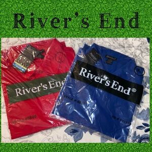 Rivers End Golf Polo shirts-Red & Blue-Men’s size L-YOU GET BOTH-NWT!!